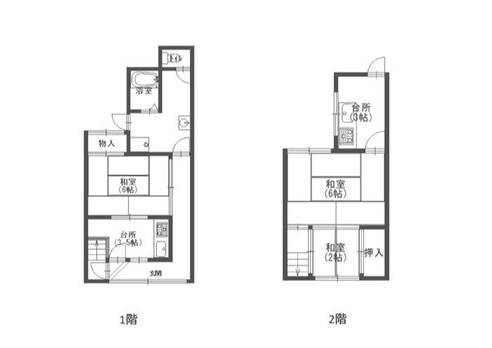 田辺市賃貸戸建　高雄戸建連棟2階建