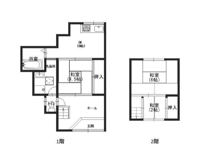 田辺市賃貸戸建　高雄戸建連棟2階建