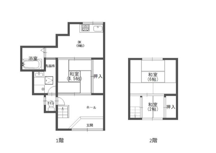 田辺市賃貸戸建　高雄戸建連棟2階建