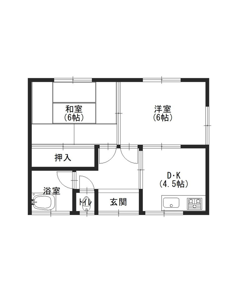 田辺市賃貸アパート　中万呂平家連棟奥側